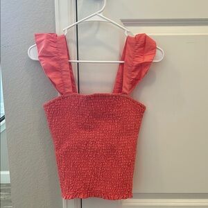 Old Navy Pink Smocked Ruffled Tank Top